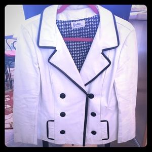 White Leather Jacket with Black trim